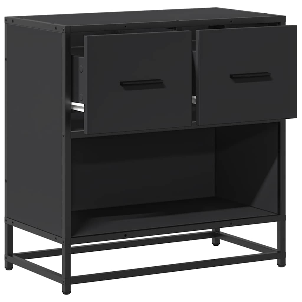 Sleek Black Bedside Cabinet 60x31x60 cm - Engineered Wood & Metal