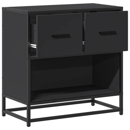 Sleek Black Bedside Cabinet 60x31x60 cm - Engineered Wood & Metal