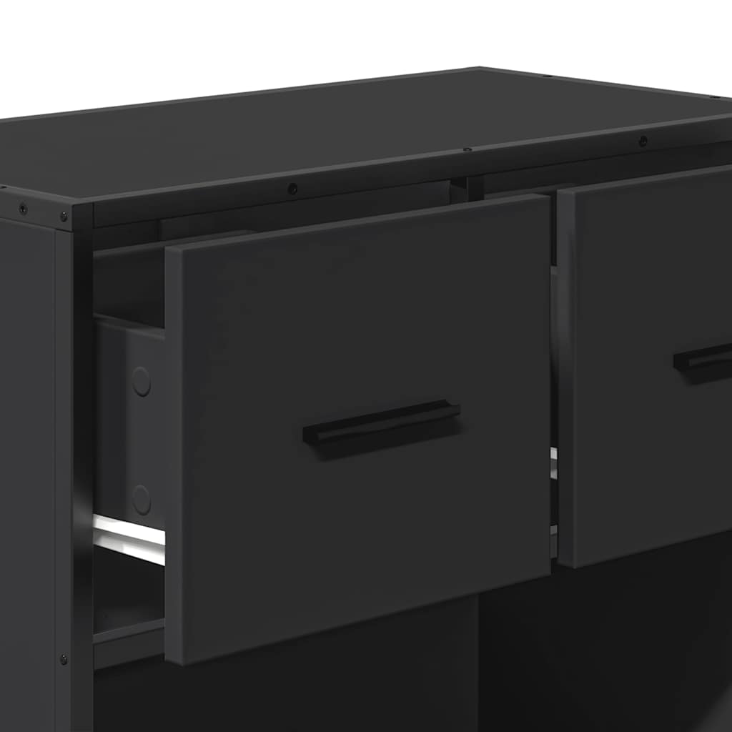 Sleek Black Bedside Cabinet 60x31x60 cm - Engineered Wood & Metal