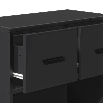 Sleek Black Bedside Cabinet 60x31x60 cm - Engineered Wood & Metal