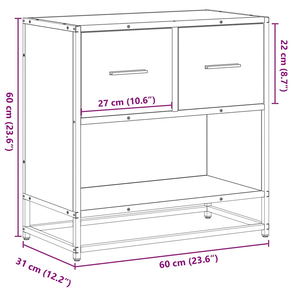 Sleek Black Bedside Cabinet 60x31x60 cm - Engineered Wood & Metal