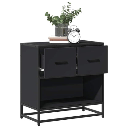 Sleek Black Bedside Cabinet 60x31x60 cm - Engineered Wood & Metal