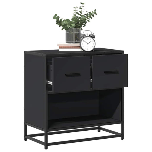Sleek Black Bedside Cabinet 60x31x60 cm - Engineered Wood & Metal