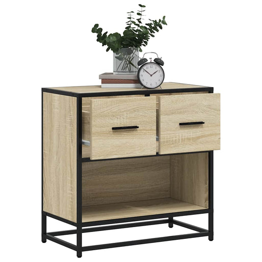 Sonoma Oak Bedside Cabinet 60x31x60cm - Wood & Metal Design