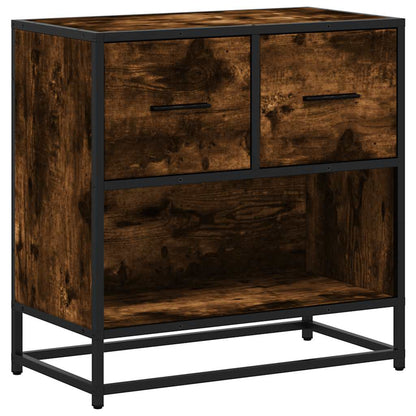 Smoked Oak Bedside Cabinet 60x31x60 cm - Wood & Metal Design
