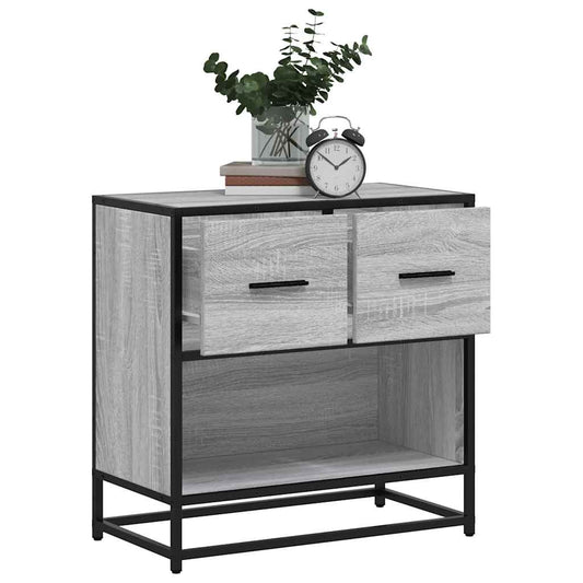 Grey Sonoma Bedside Cabinet 60x31x60 cm - Engineered Wood & Metal