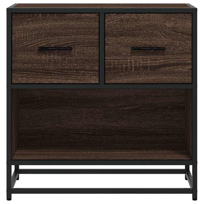 Brown Oak Bedside Cabinet 60x31x60 cm - Engineered Wood & Metal