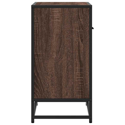 Brown Oak Bedside Cabinet 60x31x60 cm - Engineered Wood & Metal