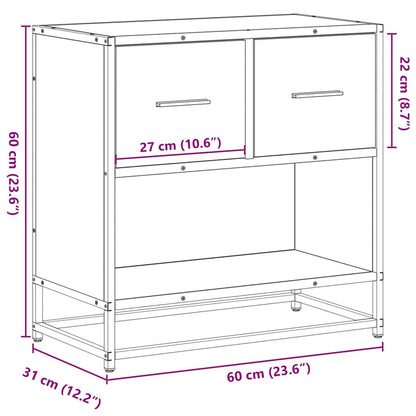 Brown Oak Bedside Cabinet 60x31x60 cm - Engineered Wood & Metal