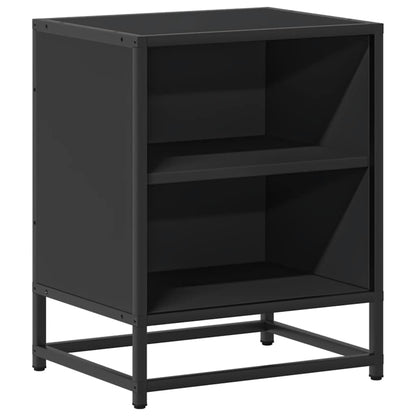 Sleek Black Bedside Cabinet 40x31x50 cm - Wood & Metal Design