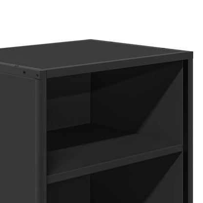 Sleek Black Bedside Cabinet 40x31x50 cm - Wood & Metal Design