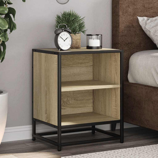 Modern Bedside Cabinet | Sonoma Oak & Metal | 40x31x50 cm