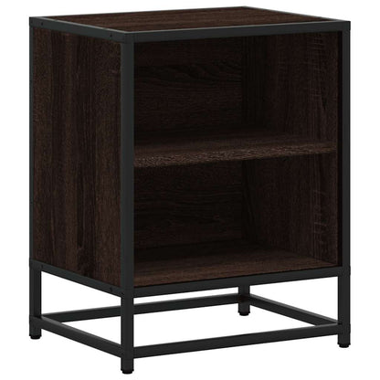 Brown Oak Bedside Cabinet 40x31x50 cm - Engineered Wood & Metal