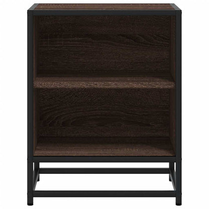 Brown Oak Bedside Cabinet 40x31x50 cm - Engineered Wood & Metal