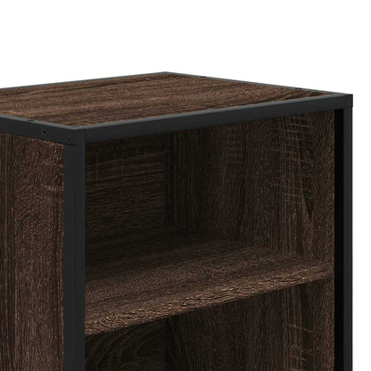 Brown Oak Bedside Cabinet 40x31x50 cm - Engineered Wood & Metal