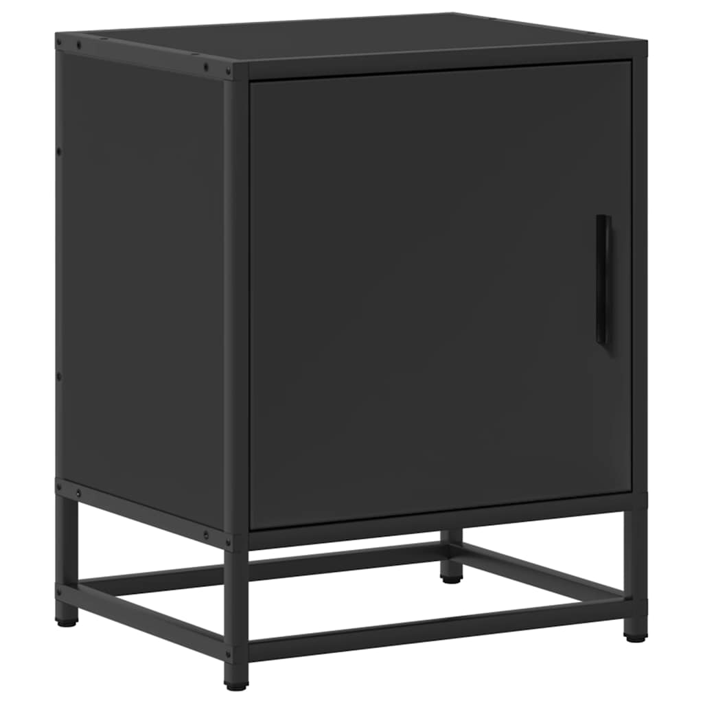 Sleek Black Bedside Cabinet 40x31x50 cm - Engineered Wood & Metal