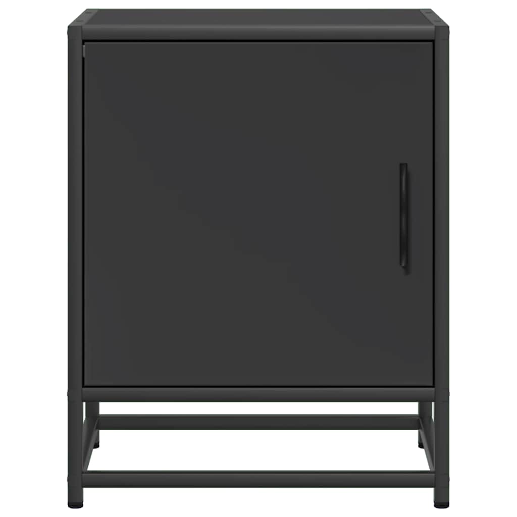 Sleek Black Bedside Cabinet 40x31x50 cm - Engineered Wood & Metal