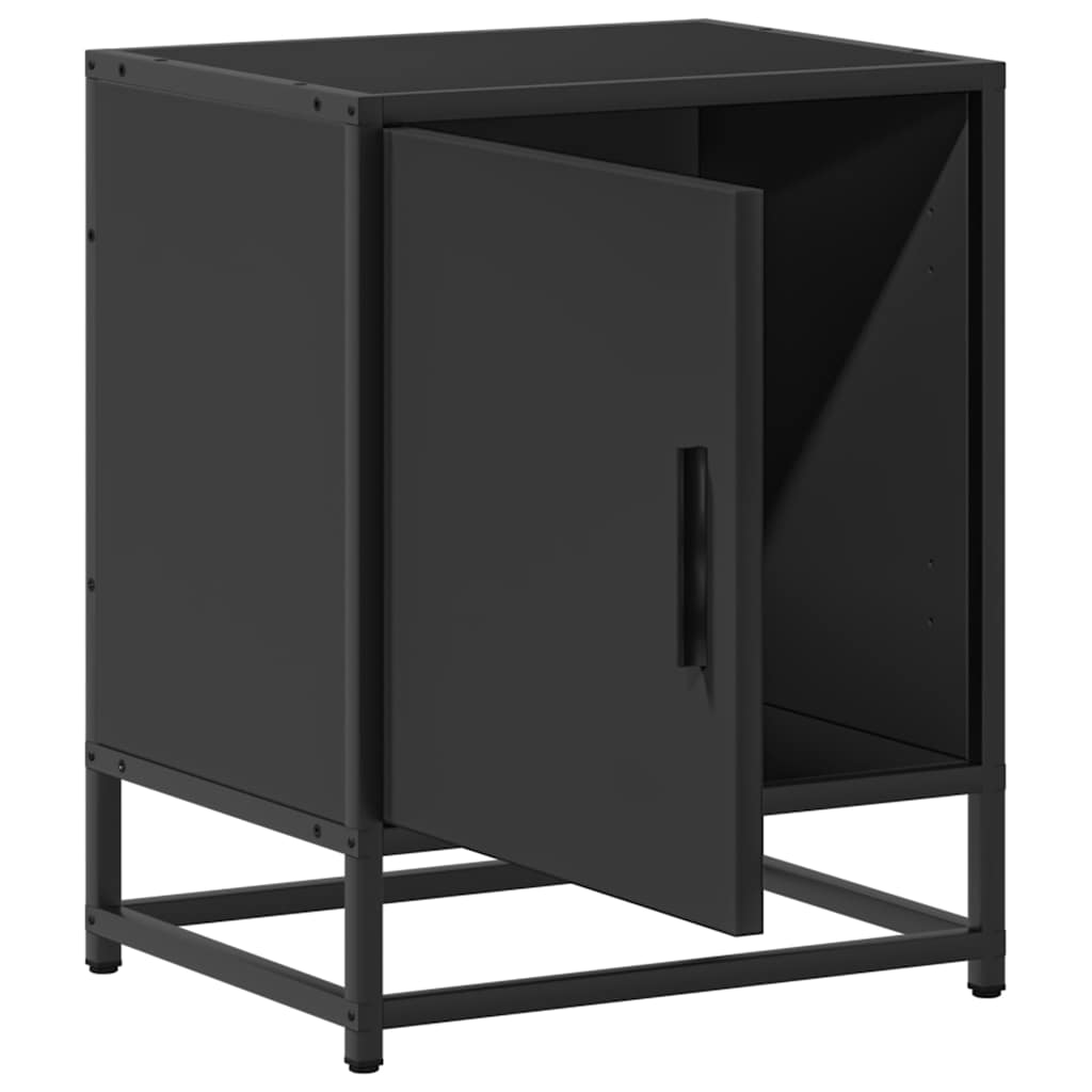 Sleek Black Bedside Cabinet 40x31x50 cm - Engineered Wood & Metal