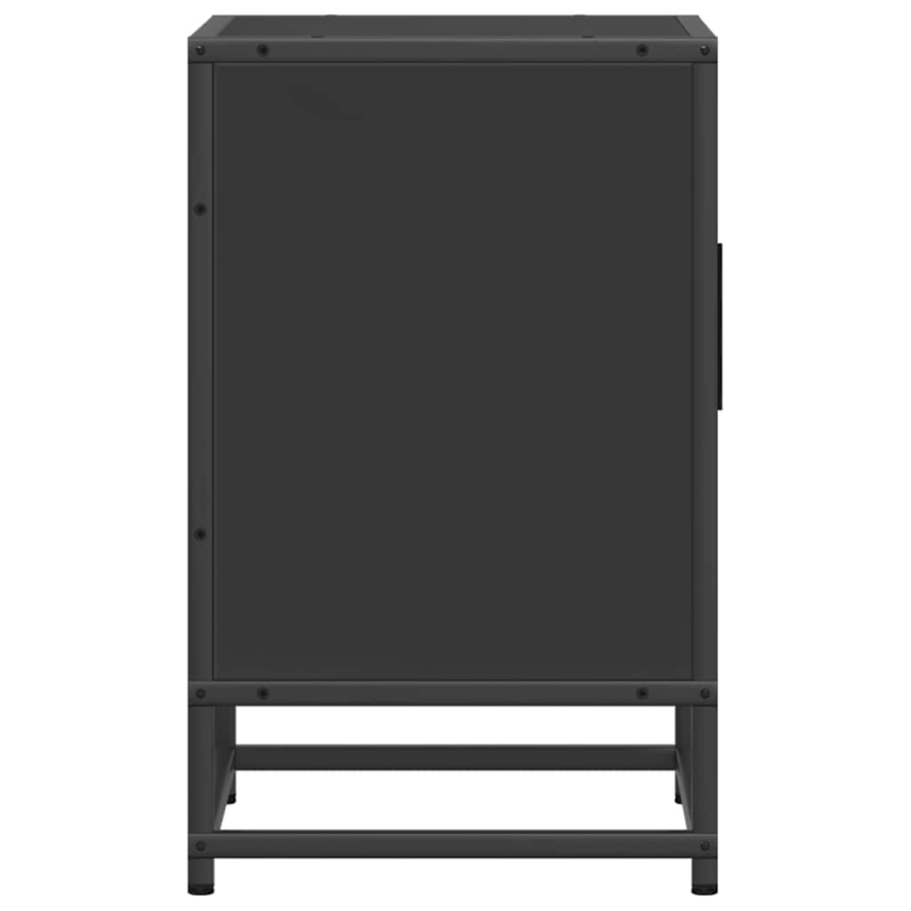 Sleek Black Bedside Cabinet 40x31x50 cm - Engineered Wood & Metal