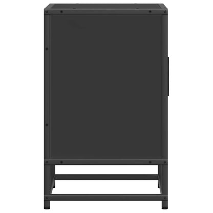Sleek Black Bedside Cabinet 40x31x50 cm - Engineered Wood & Metal