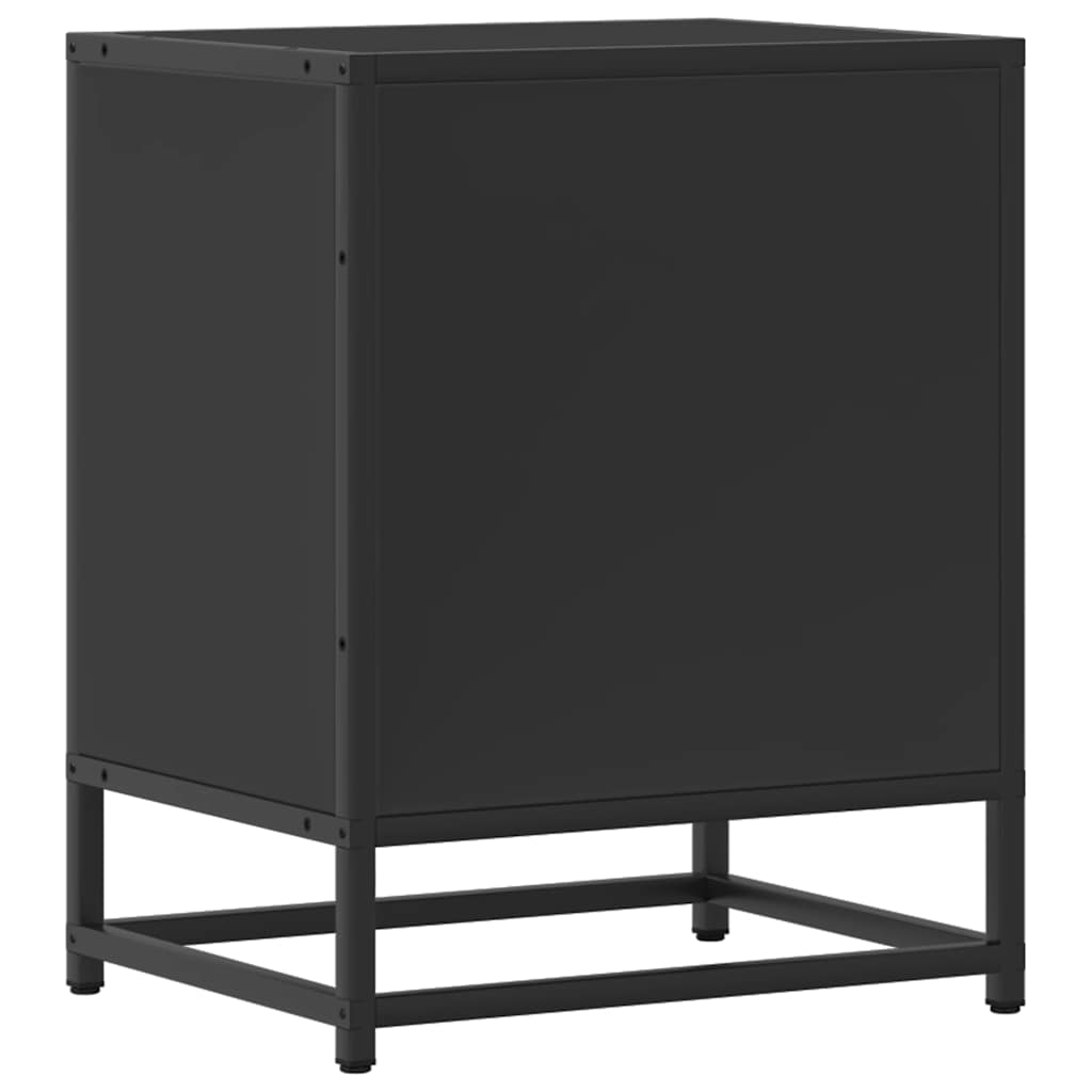 Sleek Black Bedside Cabinet 40x31x50 cm - Engineered Wood & Metal