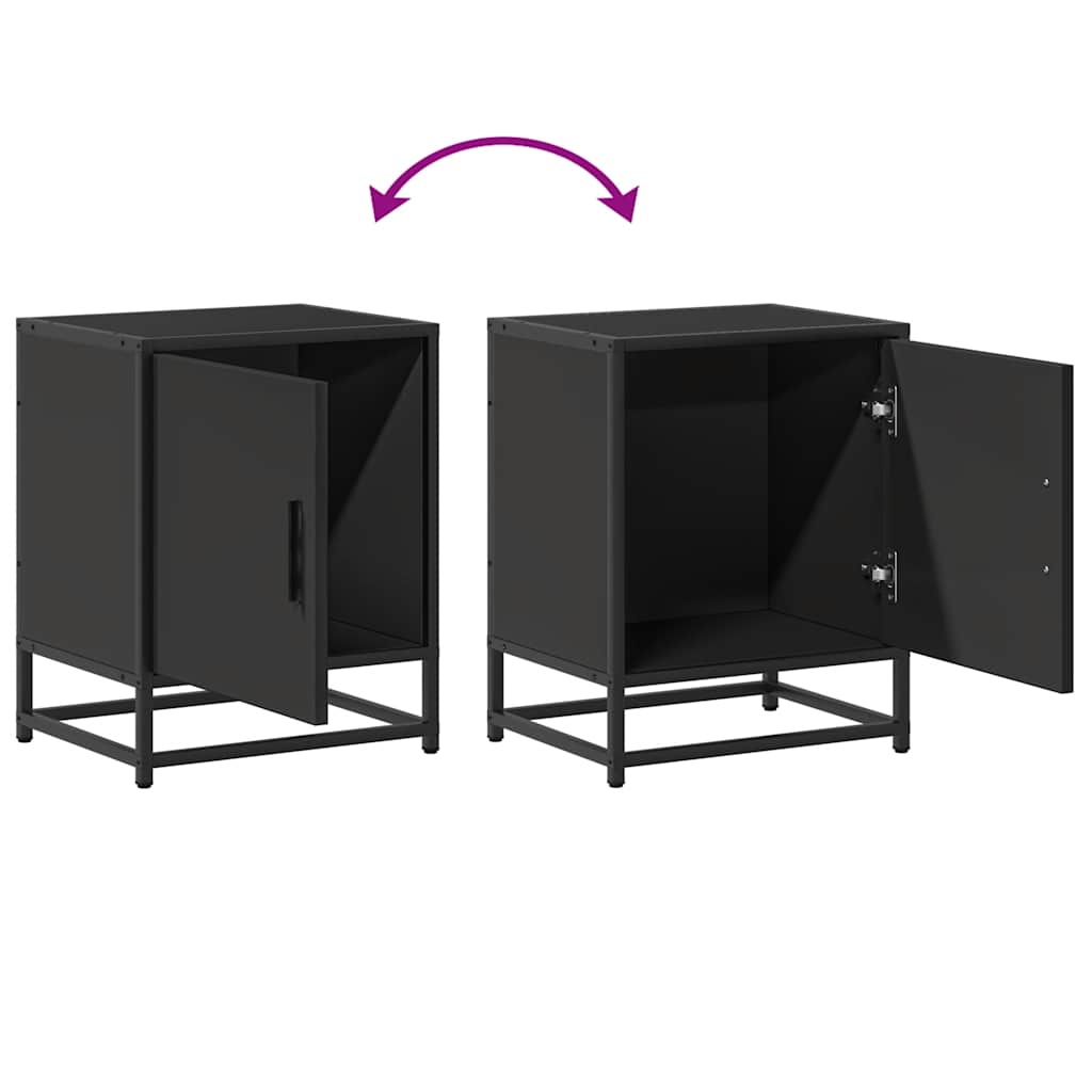 Sleek Black Bedside Cabinet 40x31x50 cm - Engineered Wood & Metal