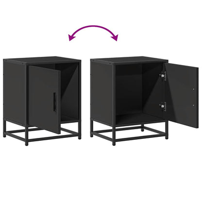 Sleek Black Bedside Cabinet 40x31x50 cm - Engineered Wood & Metal