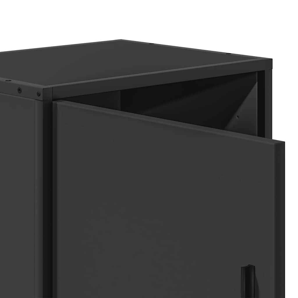 Sleek Black Bedside Cabinet 40x31x50 cm - Engineered Wood & Metal