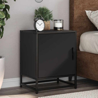 Sleek Black Bedside Cabinet 40x31x50 cm - Engineered Wood & Metal