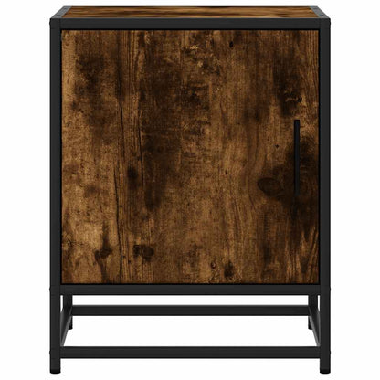 Smoked Oak & Metal Bedside Cabinets 2pcs - 40x31x50 cm