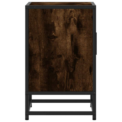 Smoked Oak & Metal Bedside Cabinets 2pcs - 40x31x50 cm