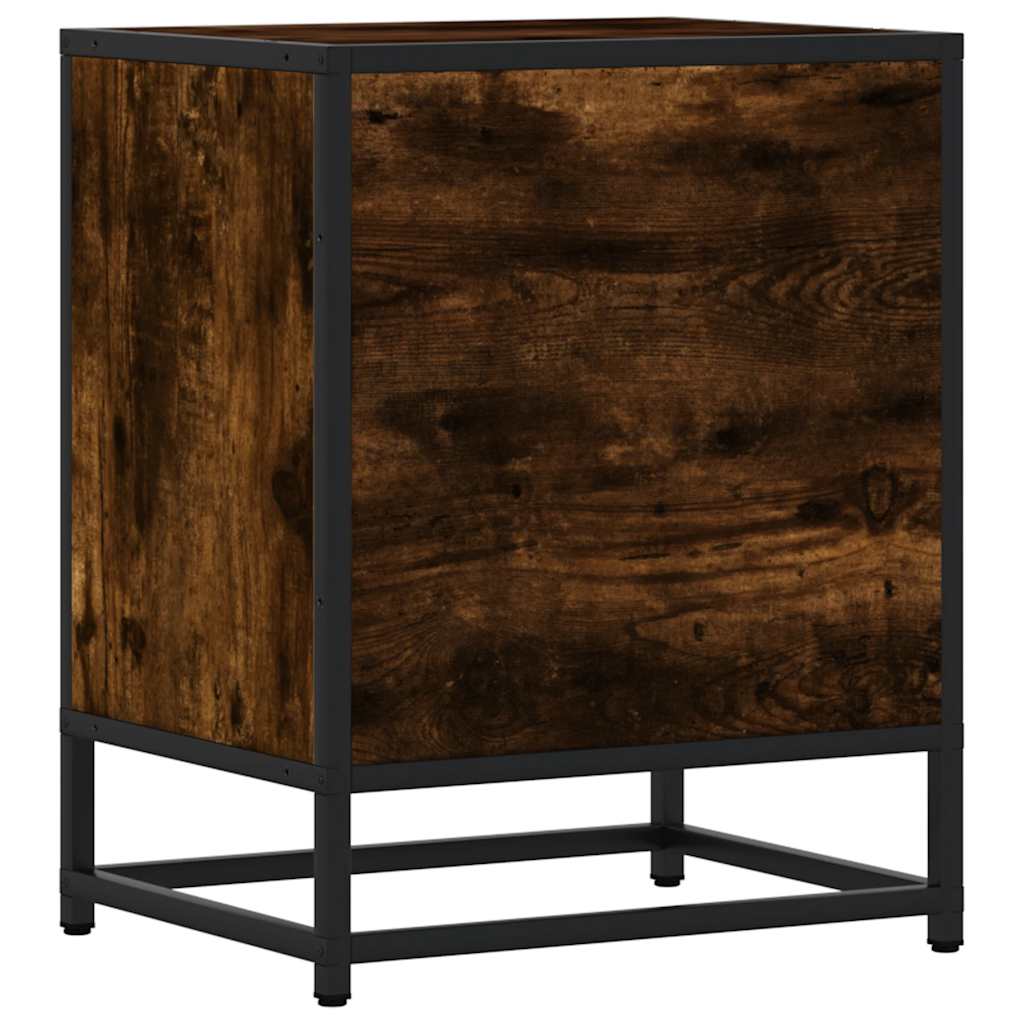 Smoked Oak & Metal Bedside Cabinets 2pcs - 40x31x50 cm