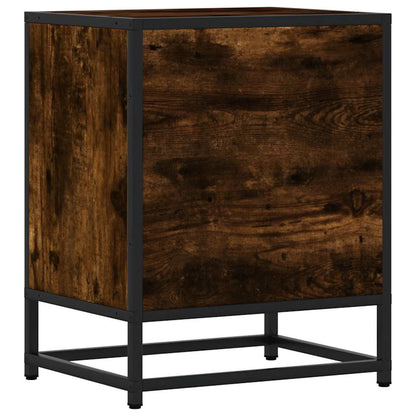 Smoked Oak & Metal Bedside Cabinets 2pcs - 40x31x50 cm