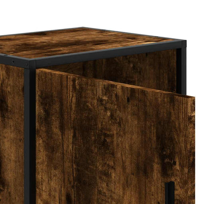 Smoked Oak & Metal Bedside Cabinets 2pcs - 40x31x50 cm