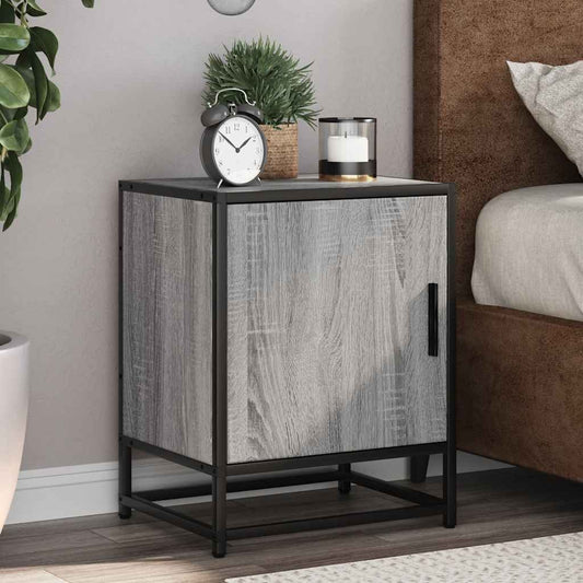 Modern Grey Sonoma Bedside Cabinets Set of 2, Engineered Wood, 40cm