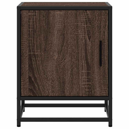 Brown Oak Bedside Cabinet 40x31x50 cm - Engineered Wood & Metal
