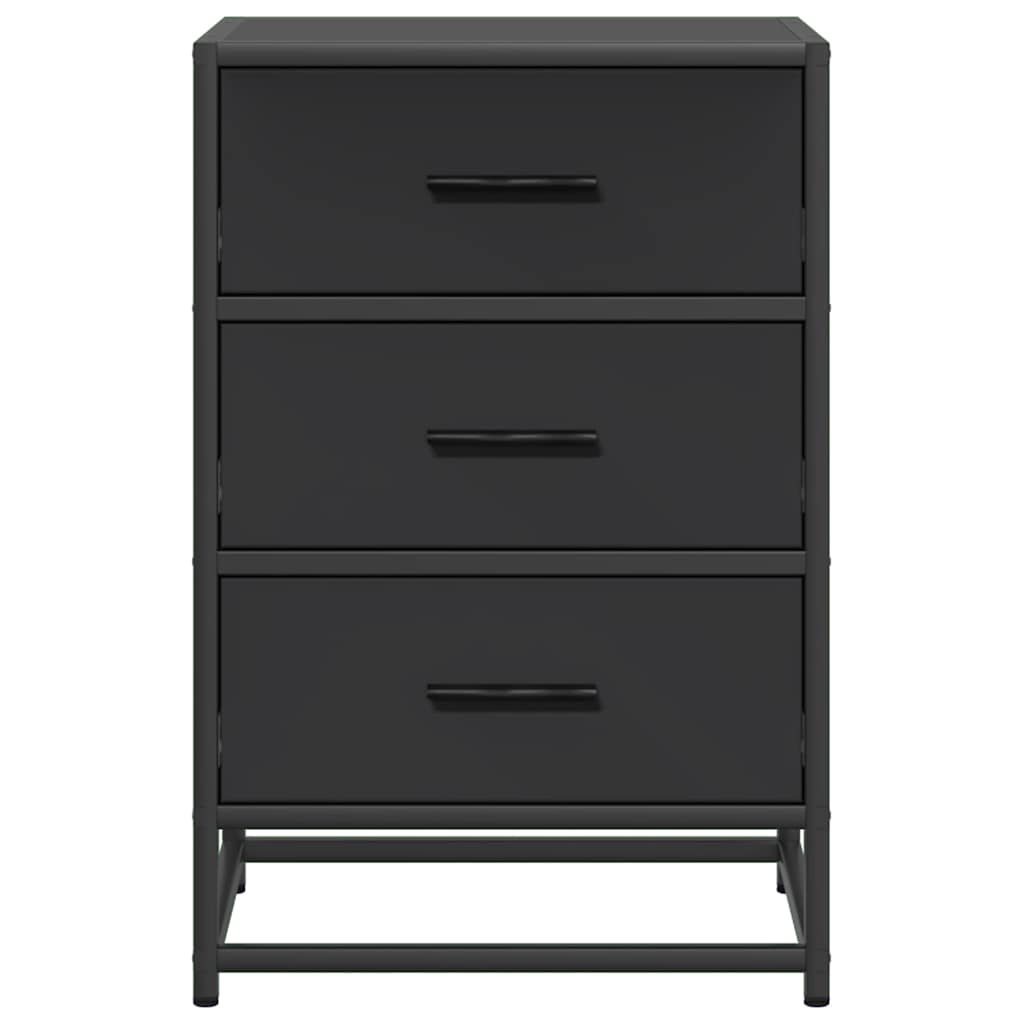 Sleek Black Bedside Cabinet 40x34.5x60 cm, Engineered Wood & Metal