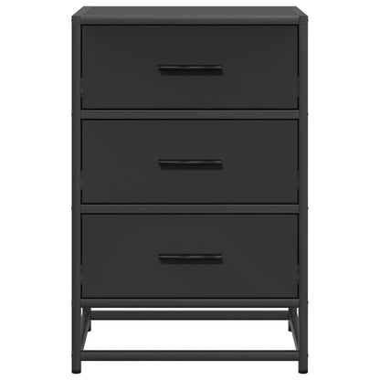 Sleek Black Bedside Cabinet 40x34.5x60 cm, Engineered Wood & Metal