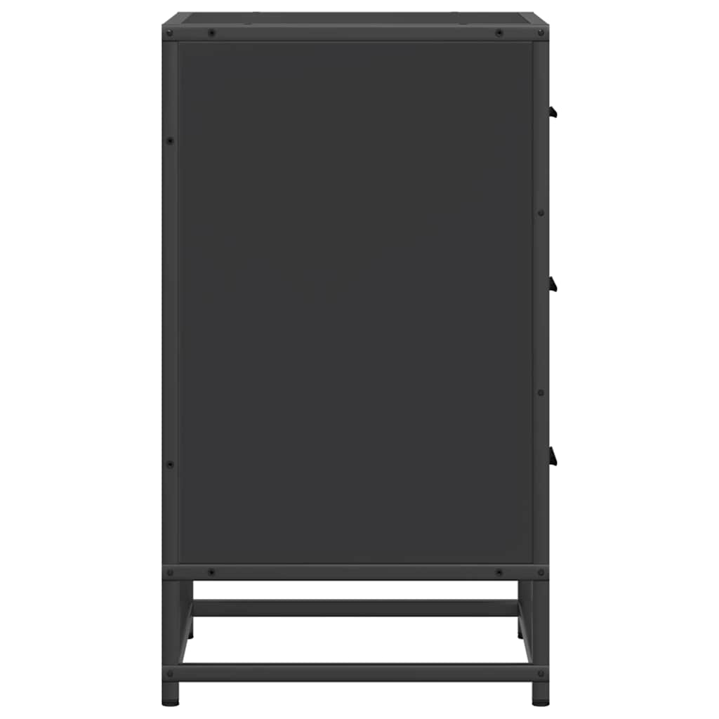 Sleek Black Bedside Cabinet 40x34.5x60 cm, Engineered Wood & Metal