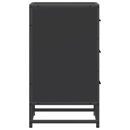 Sleek Black Bedside Cabinet 40x34.5x60 cm, Engineered Wood & Metal