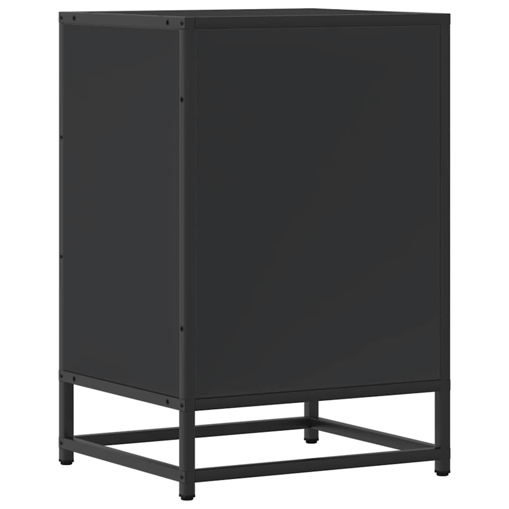 Sleek Black Bedside Cabinet 40x34.5x60 cm, Engineered Wood & Metal
