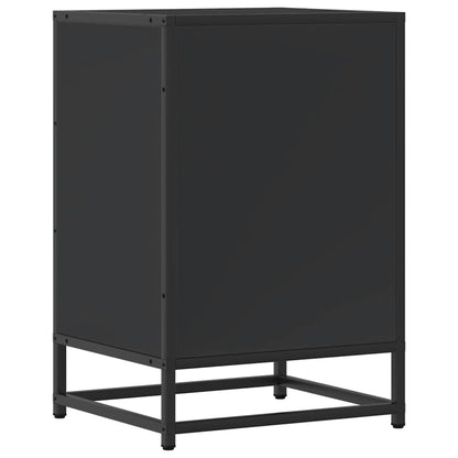 Sleek Black Bedside Cabinet 40x34.5x60 cm, Engineered Wood & Metal