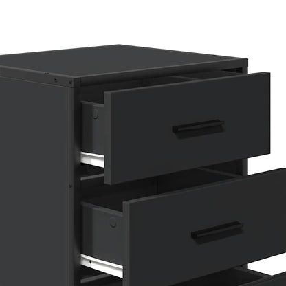 Sleek Black Bedside Cabinet 40x34.5x60 cm, Engineered Wood & Metal