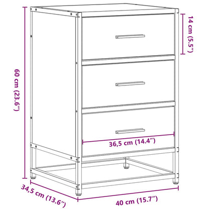 Sleek Black Bedside Cabinet 40x34.5x60 cm, Engineered Wood & Metal