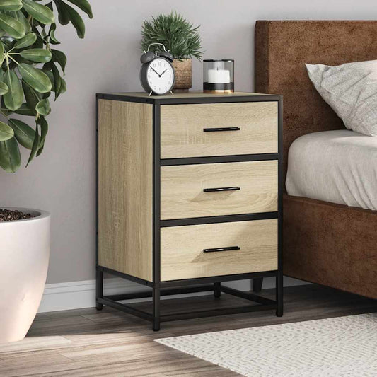 Sonoma Oak Bedside Cabinet 40x34.5x60 cm - Wood & Metal Design