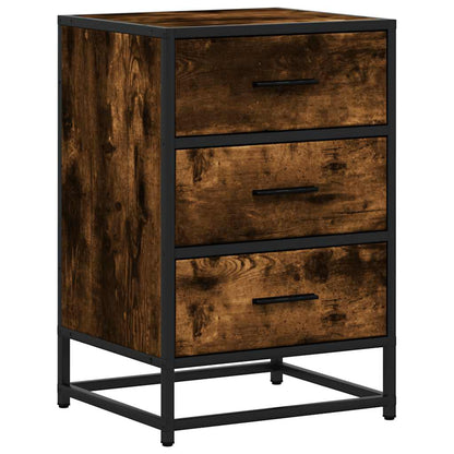 Smoked Oak Bedside Cabinet 40x34.5x60 cm - Engineered Wood & Metal