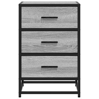 Grey Sonoma Bedside Cabinet, 40x34.5x60 cm, Wood & Metal Design