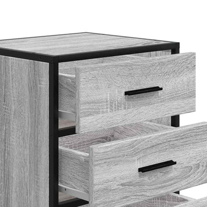 Grey Sonoma Bedside Cabinet, 40x34.5x60 cm, Wood & Metal Design