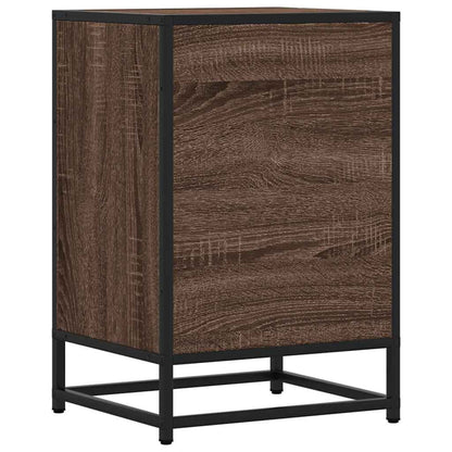 Brown Oak Bedside Cabinet, 40x34.5x60 cm, Engineered Wood & Metal