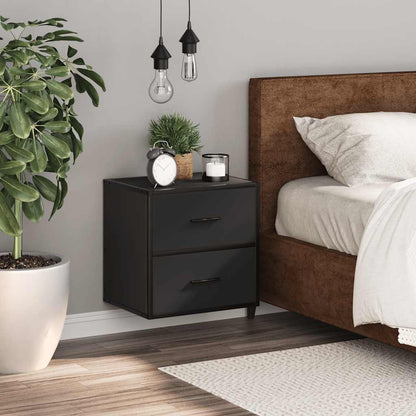 Sleek Black Wall-Mounted Bedside Cabinet - 40x31x39.5 cm MDF